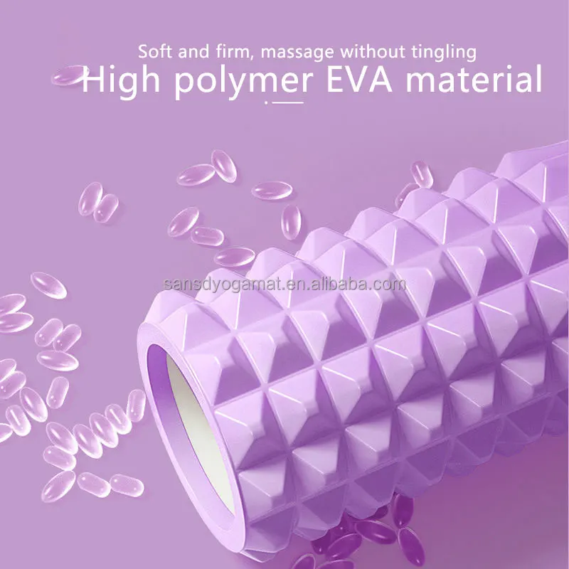 Sansd 33/45cm High Density Sports Roller Wholesale Custom Hollow EVA Foam Roller Fitness Muscle Massage Soft Net Fitness Roller