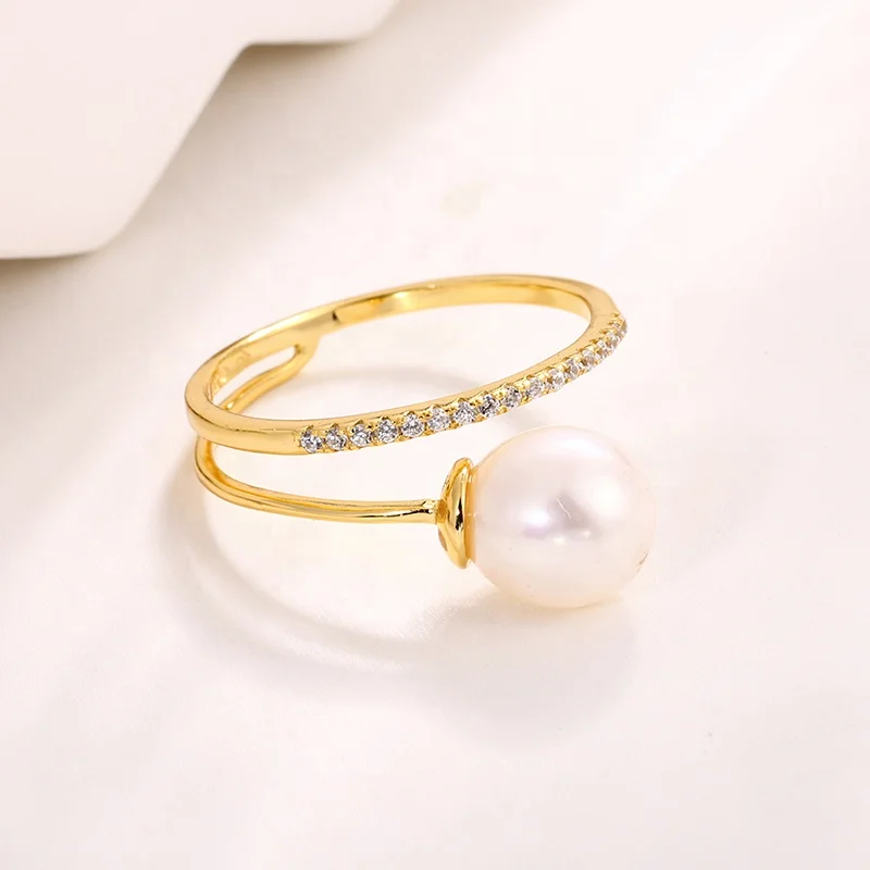 Kammy 7.5-8mm Luxury Jewelry 925 Silver Zircon Moissanite Gold Plated Twisted Sterling Silver Fashion Rings For Women