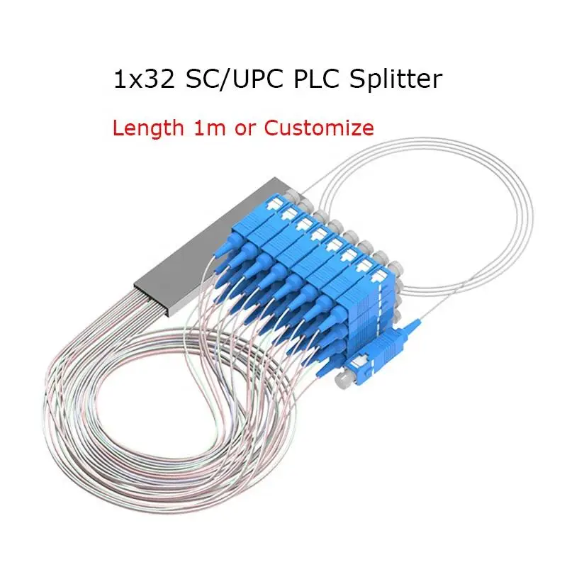 Fiber Splitter Steel Tube SC APC UPC 1x32 0.9mm G657A Singlemode FTTH Optic Fiber Passive Optical Splitter