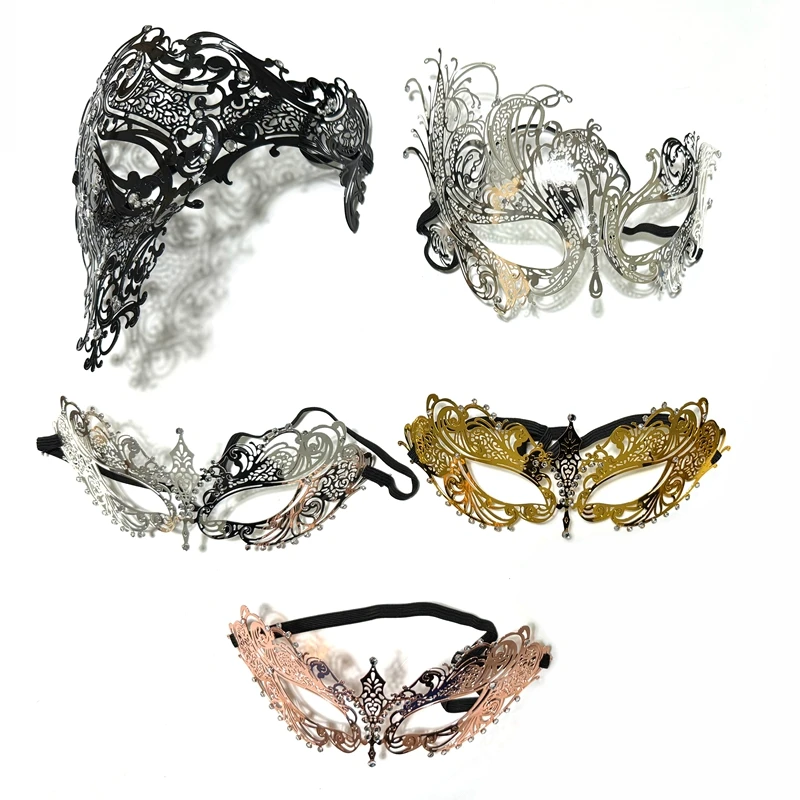 Halloween Masquerade Ball  Carnival Costume Cosplay Women Venetian party facial masks Half Face Eye Metal Masks