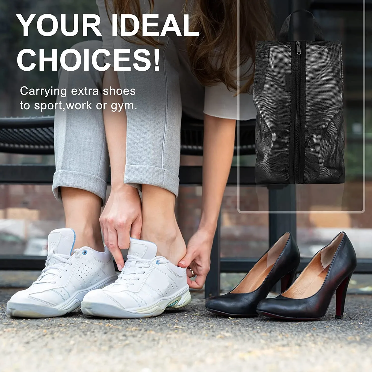 Hot Sale Packing Organizer Travel Shoes Bag Custom Travel Shoe Storage Bag Mesh Zipper Bag For Shoes