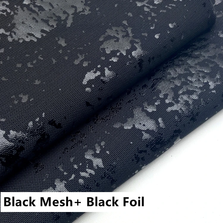 Breathable 91% Polyester 9% Spandex Knitted Silver Hot Stamp Foil Print 120gsm Power Net Mesh Fabric