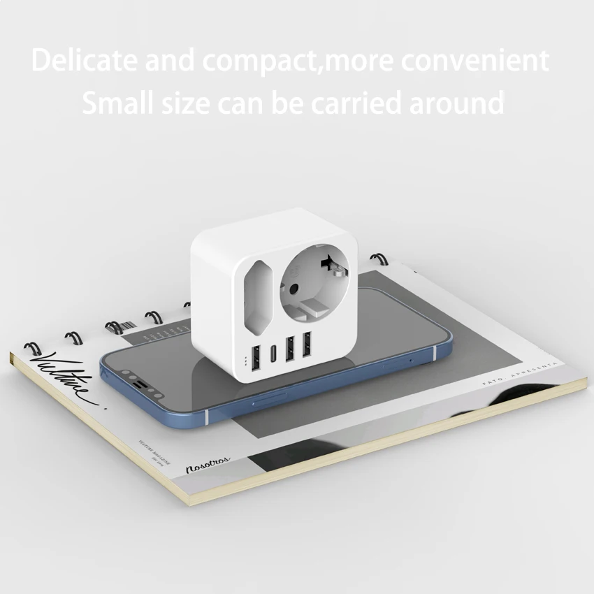 2023 Newest Hot Selling 250V 16A Fuse EU to EU Plug 7 IN ONE German to German USB Travel Adapter With Type-C  5V/3.4A