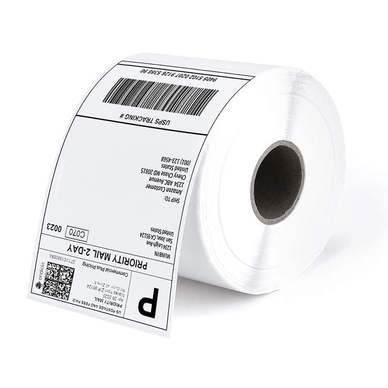Waterproof oil resistant thermal printing shipping courier labels 4 x 6 label custom wholesale transfer paper labels