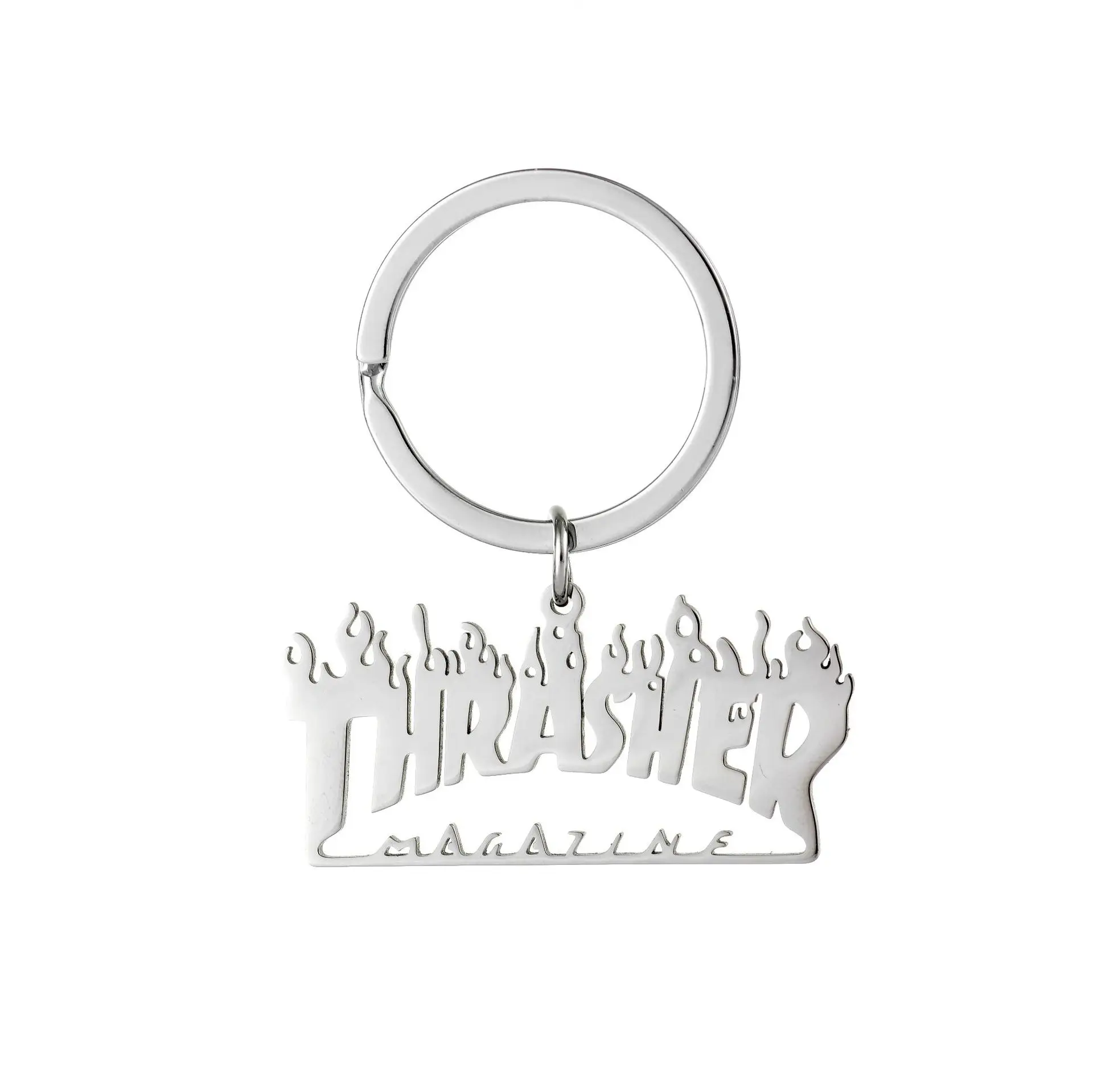 Personality Hip Hop Dazzle Style Stainless Steel Key Chain Fashion Pendant Gift Key Chain Men And Women Alike