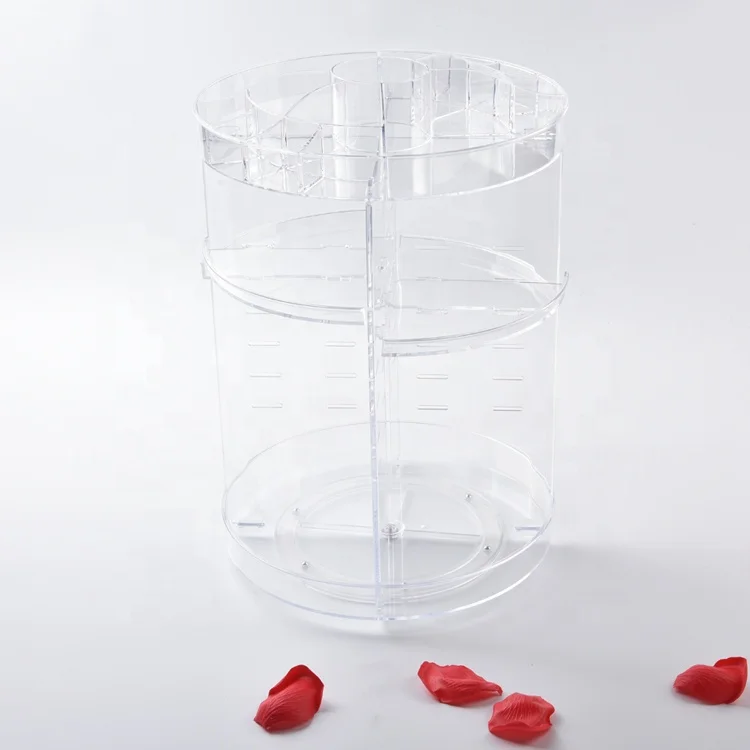 360 Degree plastic makeup organizer rotating adjustable cosmetic rotating makeup organizer acrylic