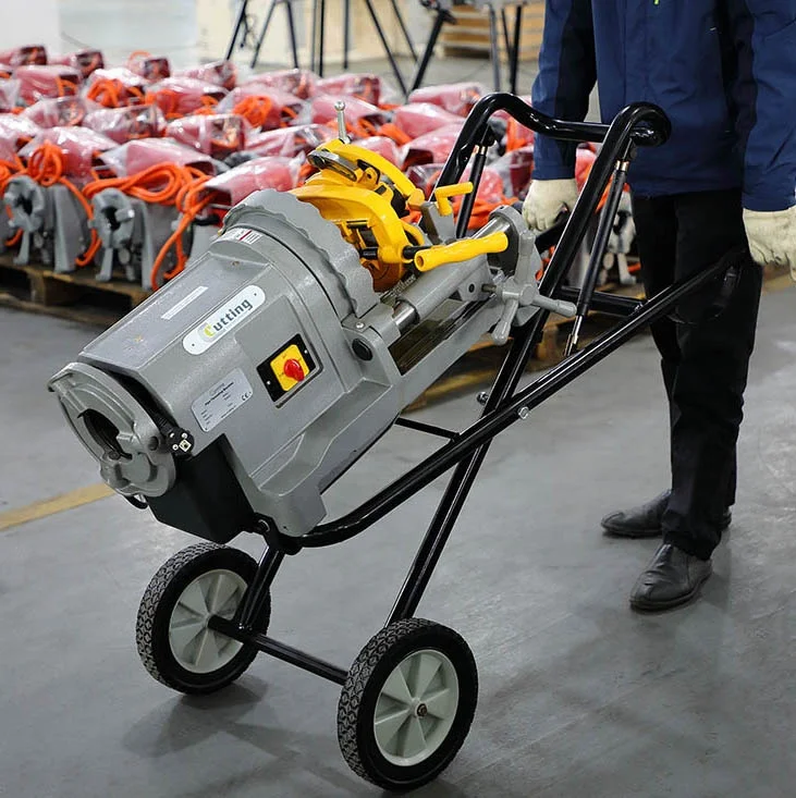 Hongli 3 Inch Top Quality 1233 Pipe Threading Machine With Folding Wheel Stand For Easy Transportation