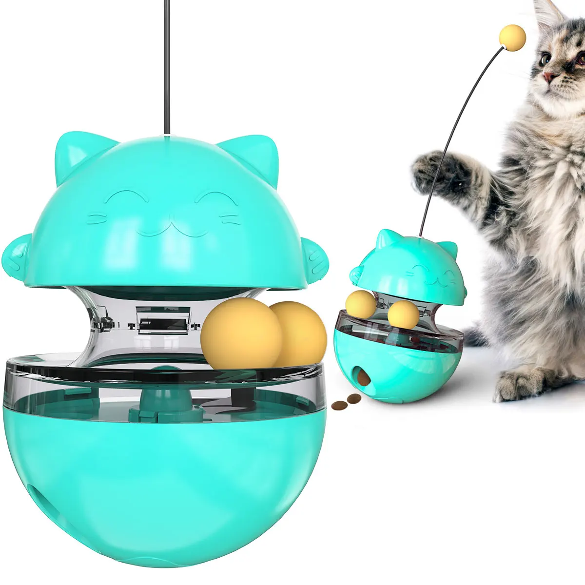 
High Quality And Fun Cat Ball Snack Dispenser Toy Interactive Tumbler Slow Food Cat Puzzle Feeder 