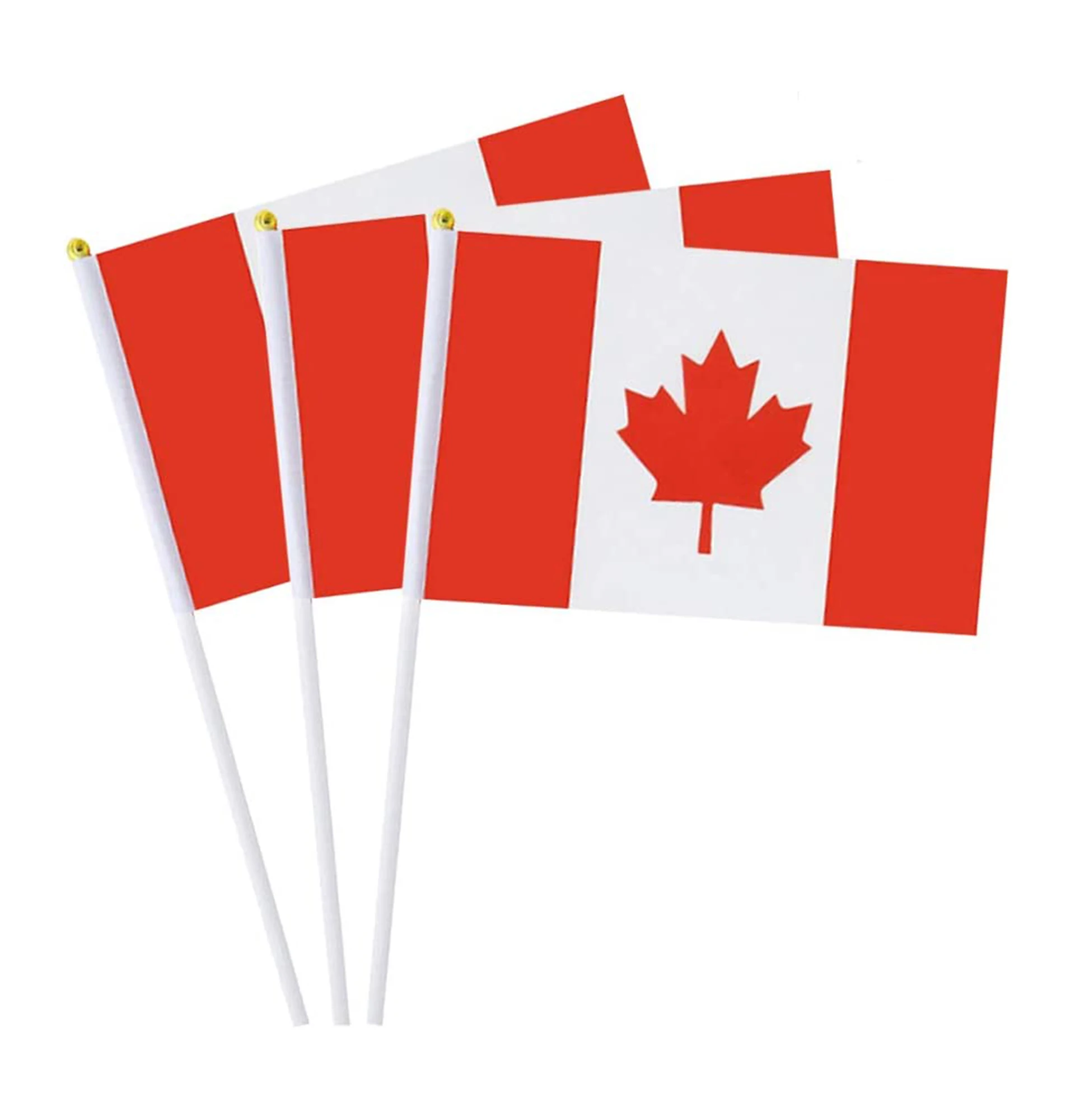 Custom Canada All Countries Flag Canadian Small Stick Mini Hand Held Flags Decorations With Pole