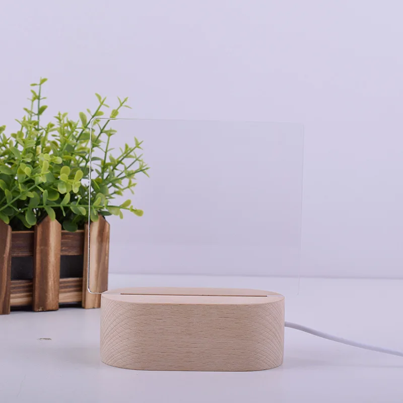 Blank Acrylic Sheet For LED Base Light-Emitting DIY Bedroom 3D Night Light Message Board Creative LED Wooden Ornaments