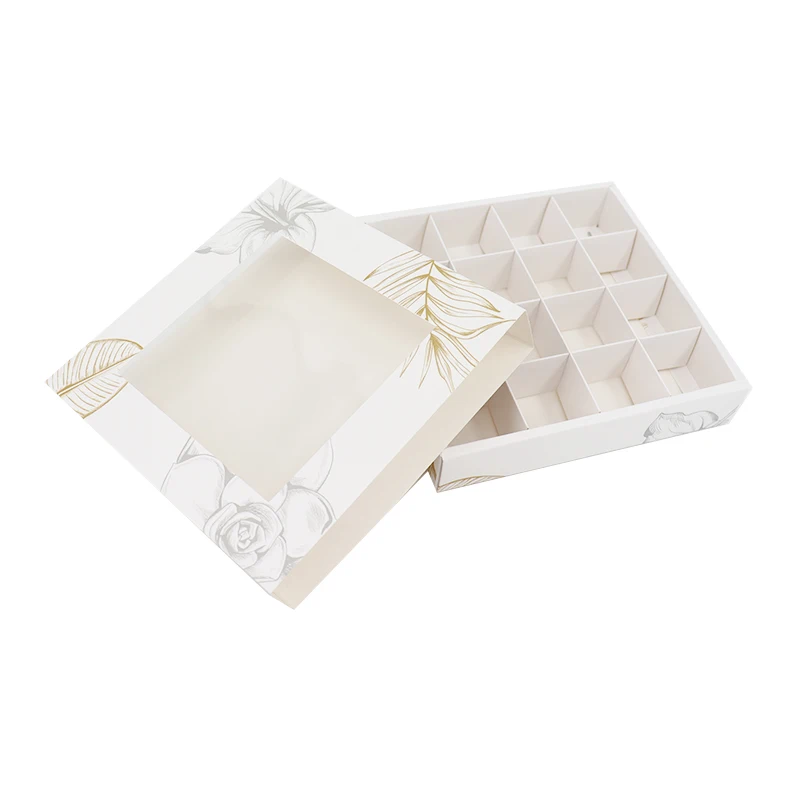 Custom Luxury Paper Gift Food Candy Box With Dividers Empty Transparent Chocolate Bonbon Paper Packaging Box With Clear Window