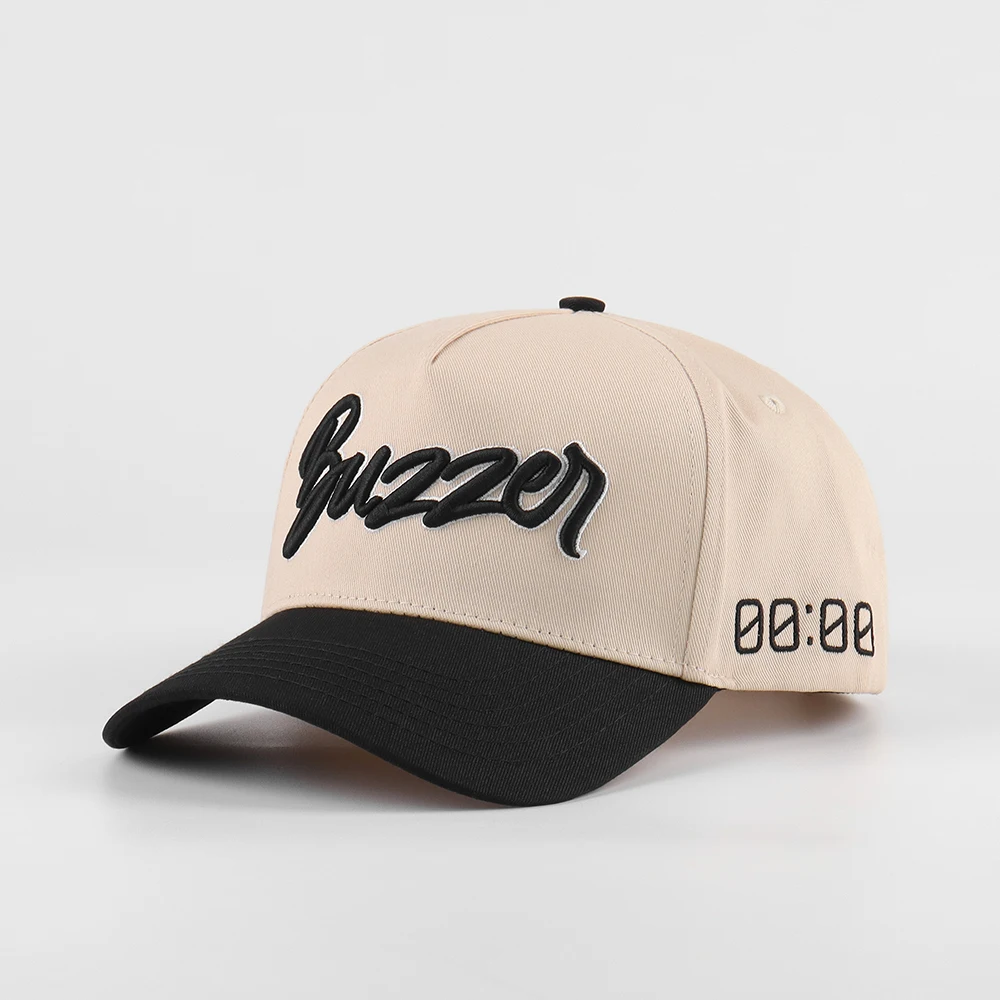 OEM Custom 5 panel curved brim structured dad cap cotton baseball cap with 3D embroidery Logo For Man