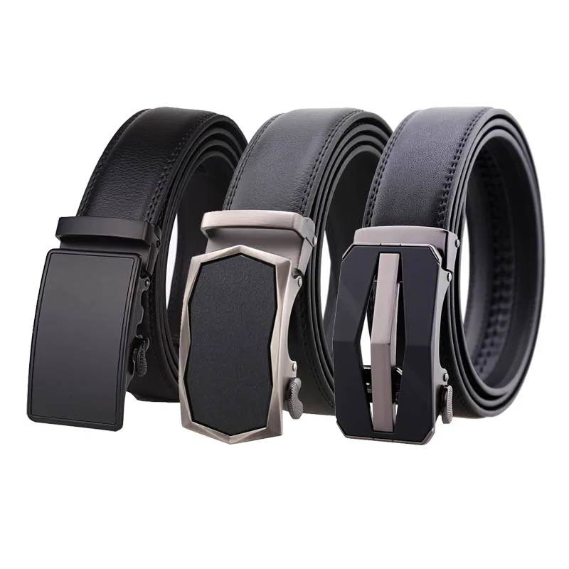 High Quality Fashion Casual Jeans Ratchet Belt Men Genuine Custom Leather Belt with Automatic Buckles