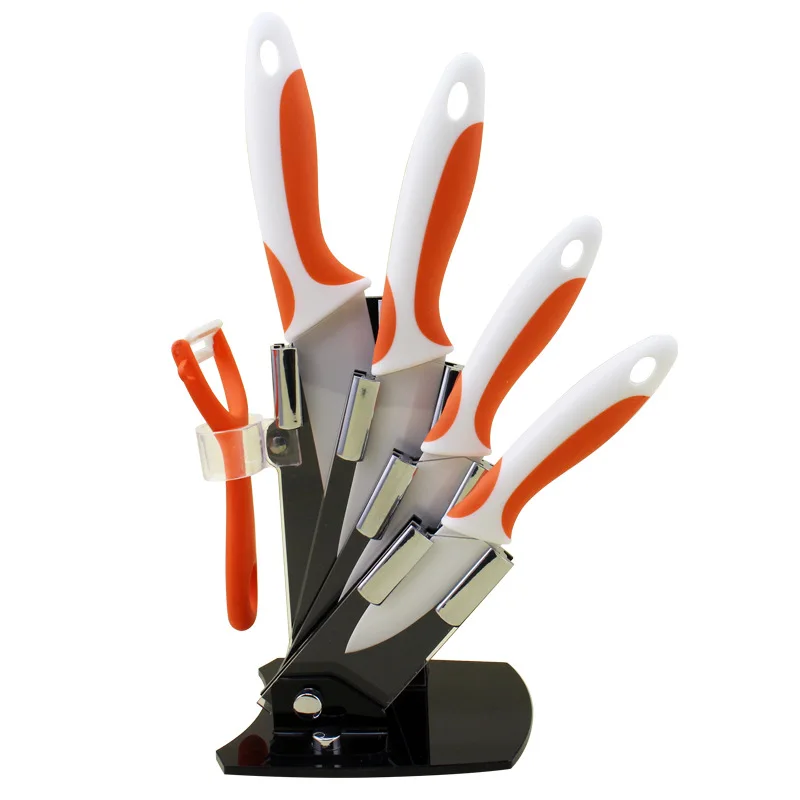 High quality Sharp Zirconia Blade Acrylic Holder 6 pcs best swiss ceramic knife set with ceramic peeler