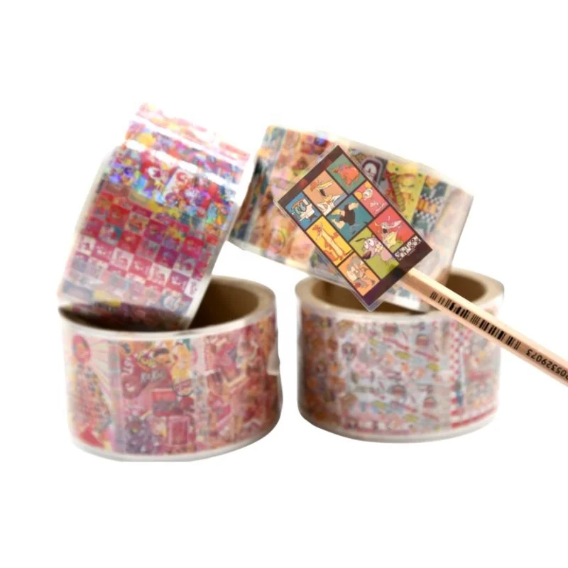 Glass Frpapert Laser Stickers Custom Holographic Adhesive Sticker Label Sticker Rolls Clear Waterproof Customized Packaging CMYK