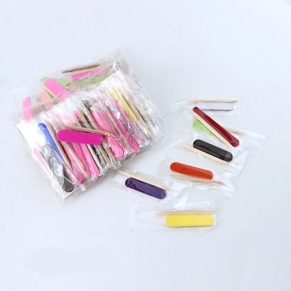 New Product Customized Printing Logo Professional Manicure Tool Mini Nail File And Orange Wood Stick Set For Nails