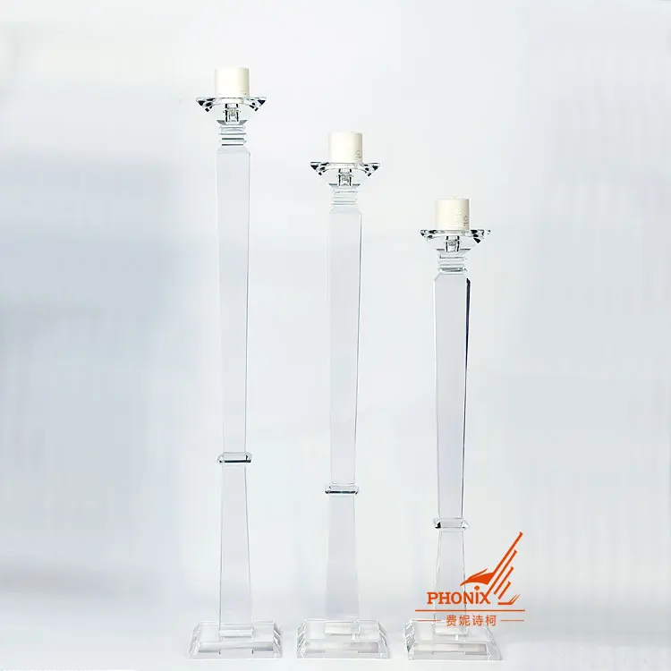 Wholesale Factory Large Wedding candlestick crystal pillar candelabra glass candle holder table decoration centerpieces on sale