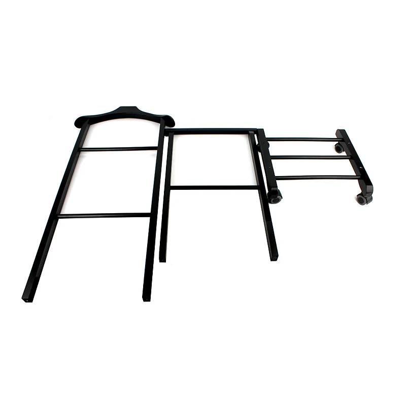 Wholesale wooden standing clothes coat rack for hotel room suit valet stand