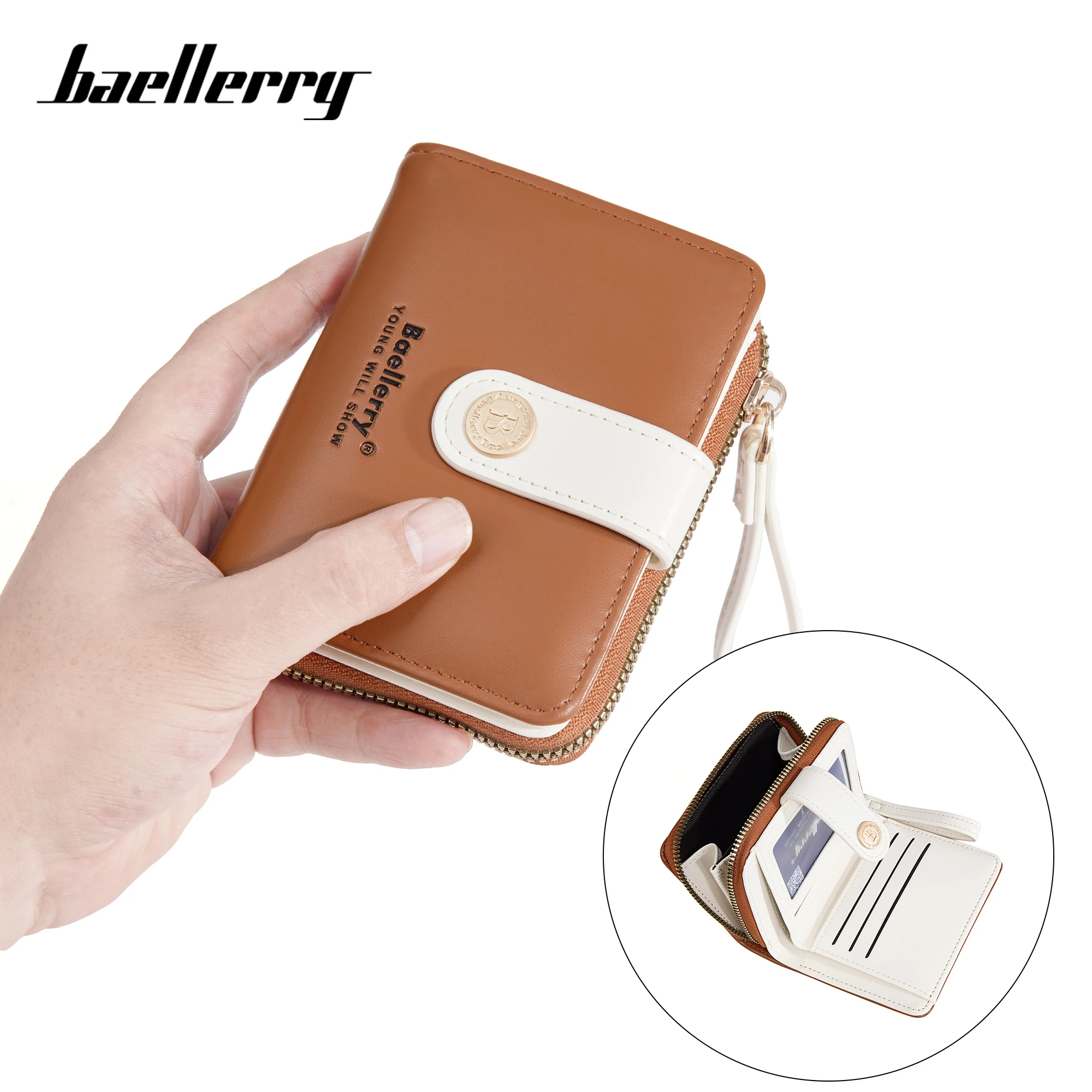 Baellerry Ins style coin purse short Wallet Soft PU Leather Mini Wallet Gift for Ladies Teen Girls