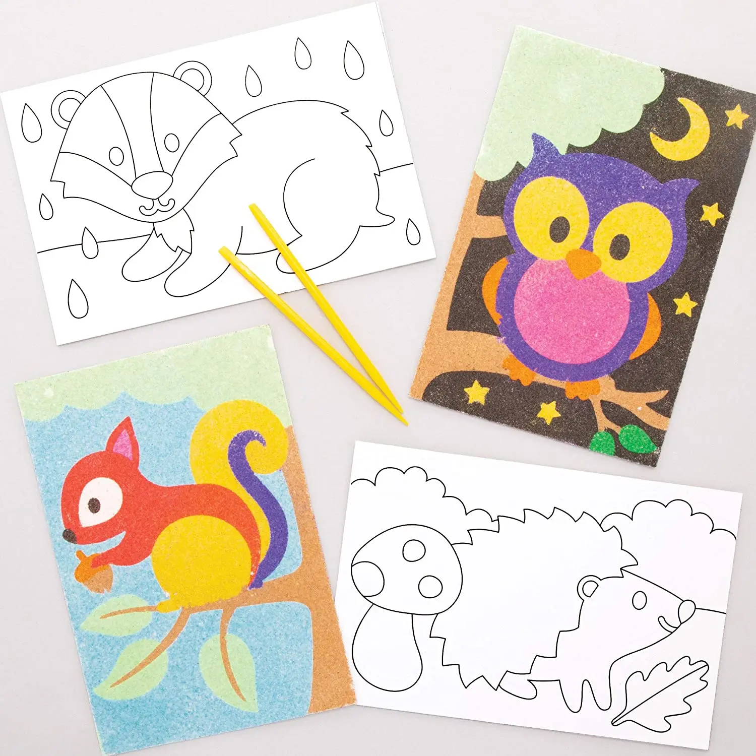 Kids Arts and Crafts Woodland Animal Sand Art For Children