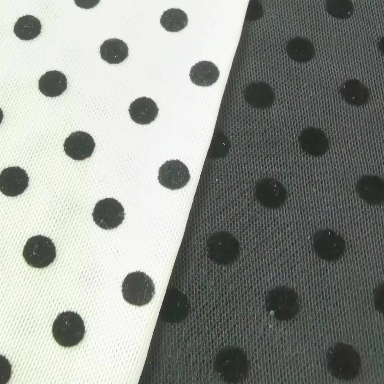 100% polyester high quality swiss polka dot flocking pattern printed tulle mesh fabric for dress