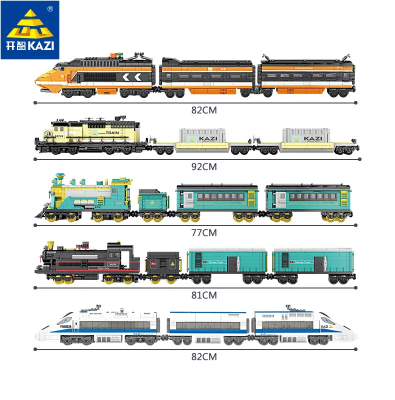 Kazi City Train Battery Operated Railway Train Series With Lightning Running On Tracks Assemble Building Blocks Gift For Kids