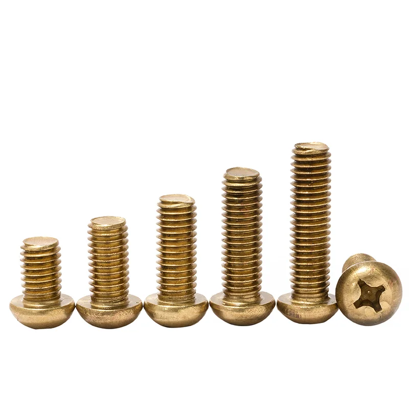 M3 M4 M5 M6 Brass Phillips Cross Pan Head Screw Round Head Machine Screw Metric Thread Cross Recess Bolt