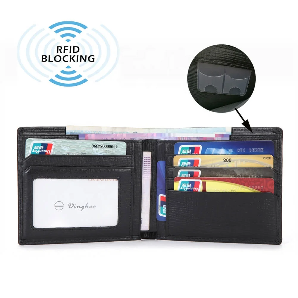 Hot Selling Genuine Leather Credit Card Holder Wallet RFID Blocking Top Grain Leather Card Wallet Bifold Mens Leather Wallet
