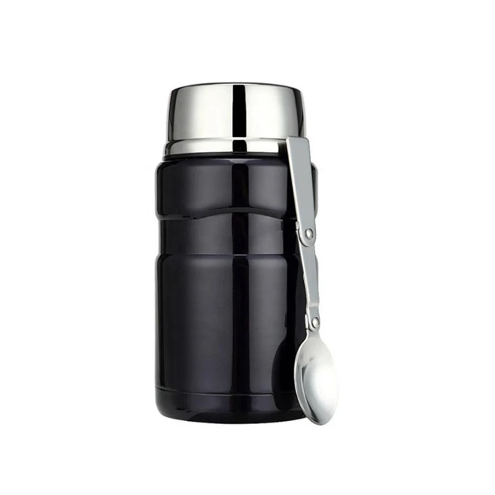 Контейнер пищевой из нержавеющей стали с двойной стенкой вакуумная Изолированная со складной ложкой для горячей