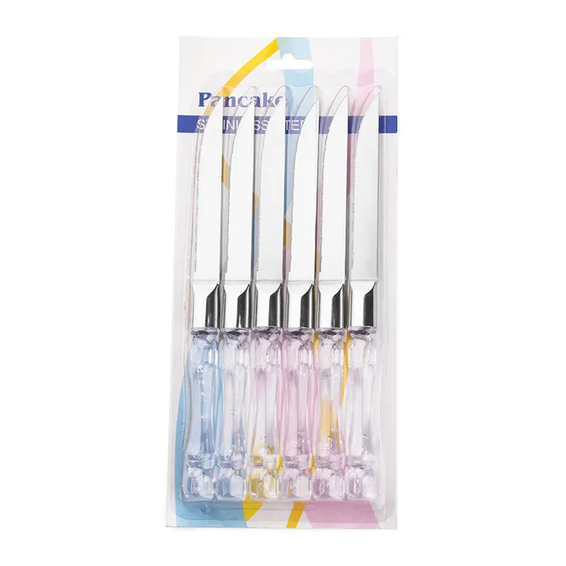 4.5 inch OEM Serrated Blade Stainless Steel Knife with Crystal Handle Tableware Cutlery Steak Knife Set