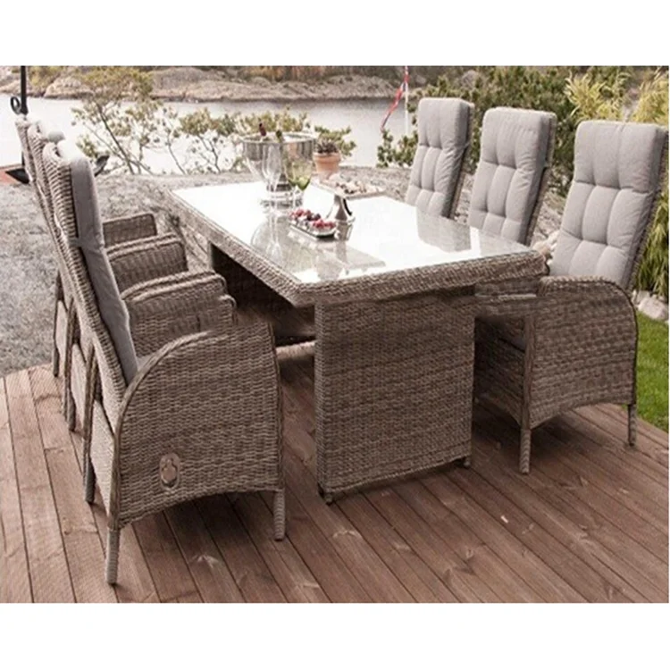 Newest Design Top Quality Outdoor / Garden Furniture Deluxe Rattan Dining Set Of 7