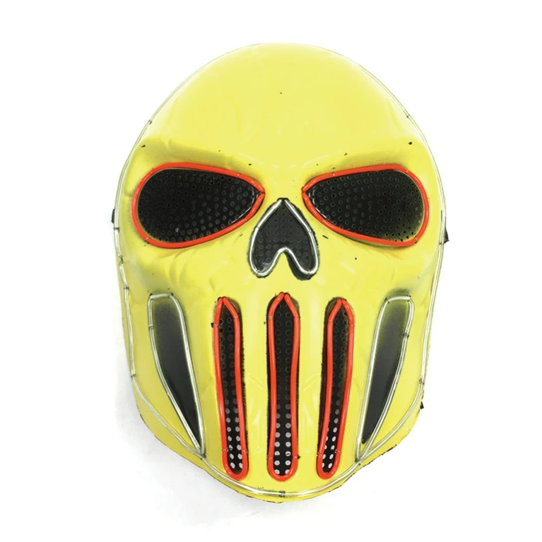 The Purge Terror White LED Glowing Mask Halloween Light Up Costume Cosplay Props Party 4 Lighting Modes Scary EL Wire Mask