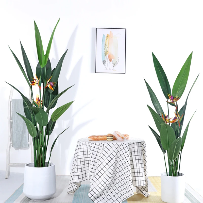 Plastic Artificial Birds Paradise Silk Bird Of Paradise Plant For Outdoor Indoor Decoration