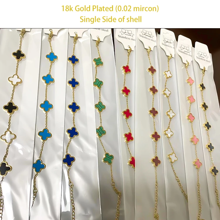 Модные ювелирные изделия счастливый корпус из нержавеющей стали 18k позолоченный четырехлистный клевер браслет