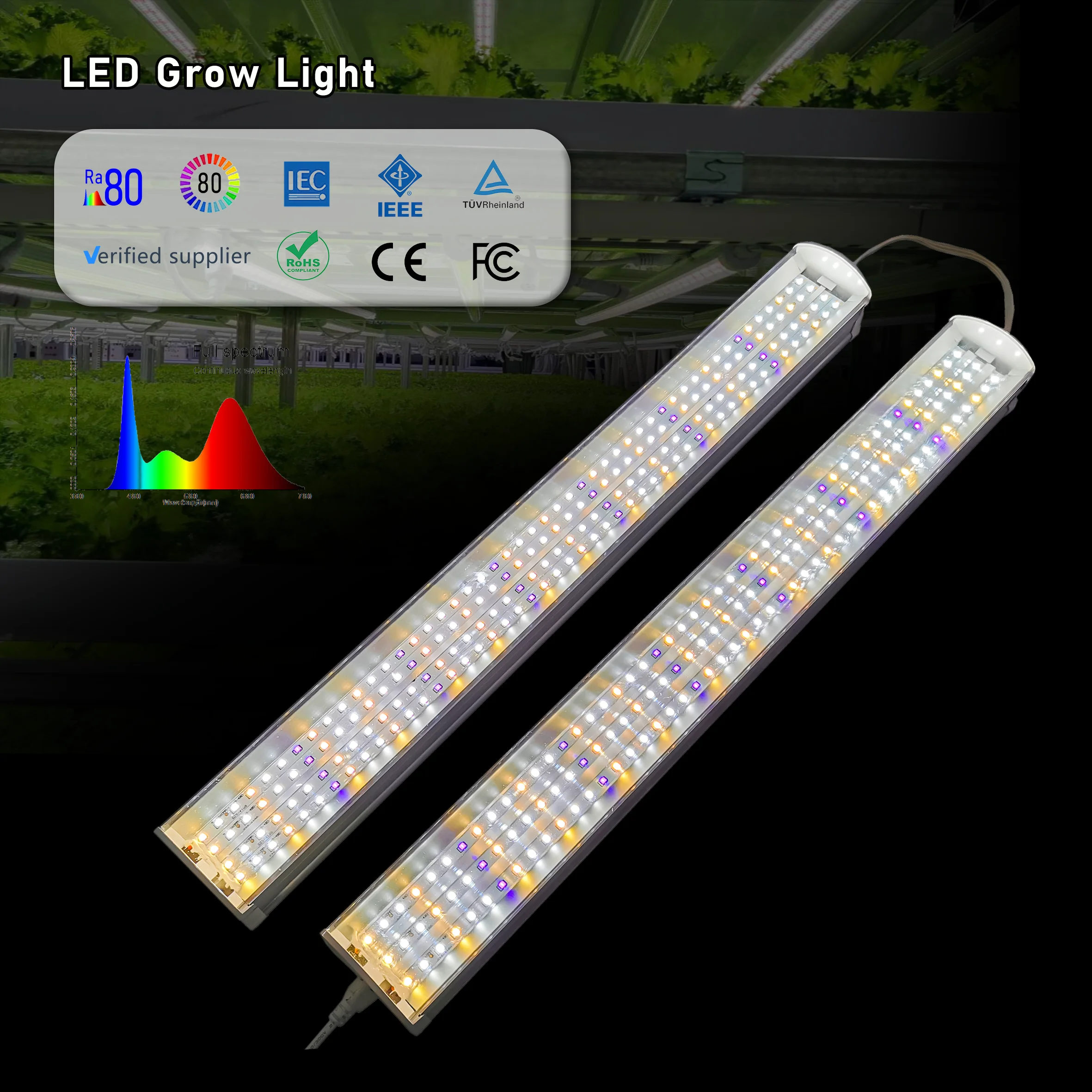 Customizable plant hydroponic Full Spectrum With Red Blue 600 1200 1500mm LED grow tube light