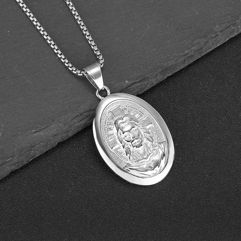 Hip Hop Bar Rap Jesus Religion Waterproof Stainless Steel Fashion Jewelry Pendant Necklaces 18K Gold Plated for Male Man Mens