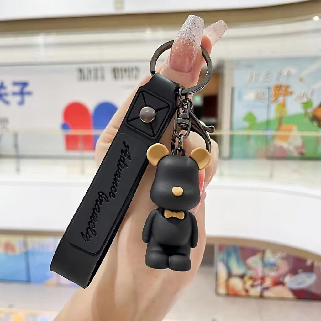 Cute PVC Rubber 3D Cartoon Bear Shape Keychain Custom Logo Soft Plastics Cute Teddy Bear Anime Keychain Accessories Gifts