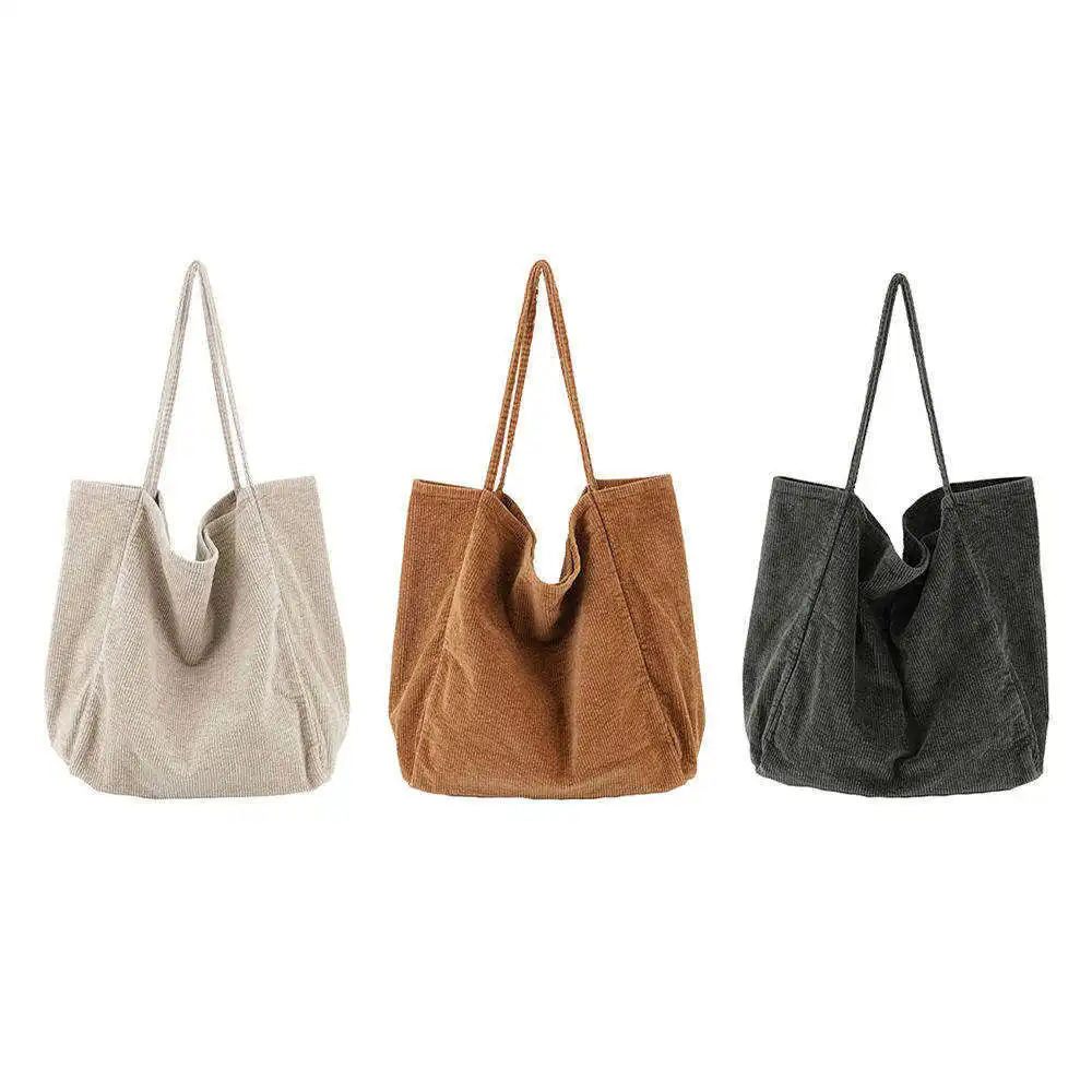 Wholesale Fashionable Eco Friendly High Quality Custom Corduroy Tote Bag for Shopping