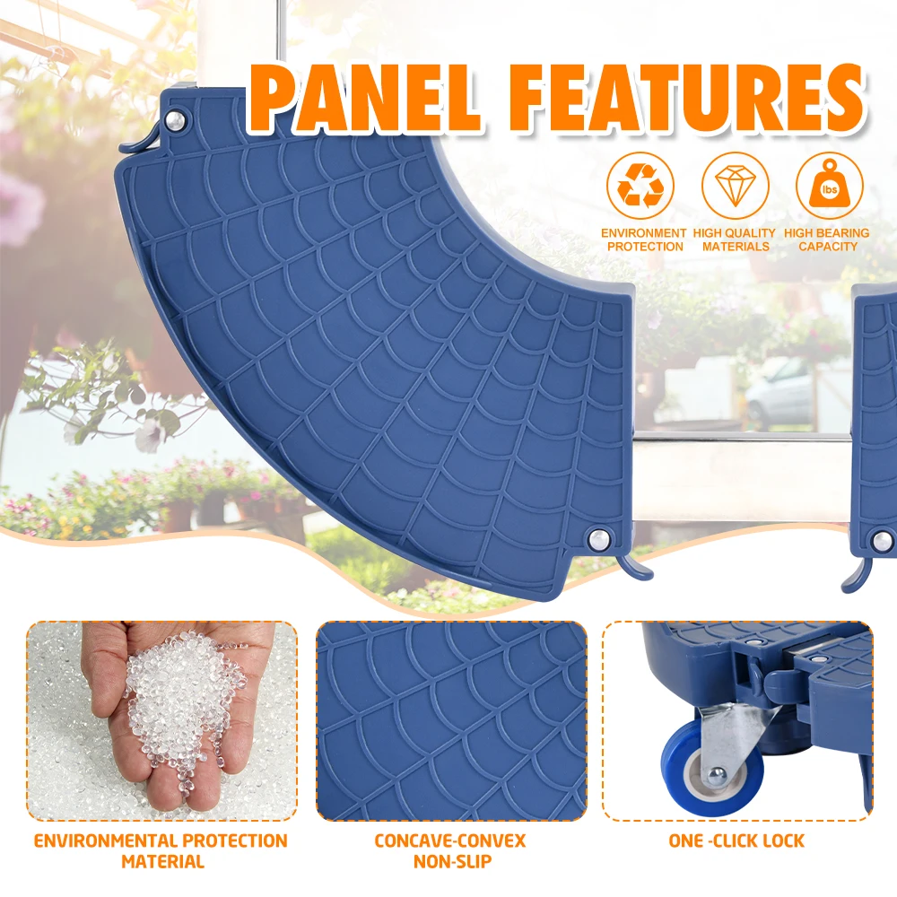 VERTAK Indoor Rollable Plant Dolly Adjustable Wheeled Planter Saucer Tray Anti-skid Plant Pallet Caddy with 4 feet & 4 wheels