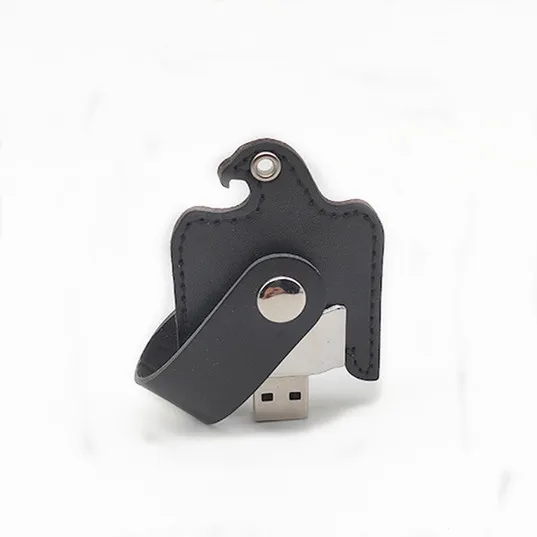 Hot selling promotional gift usb 3.0 interface customized logo printing Eagle shape leather case usb flash drive