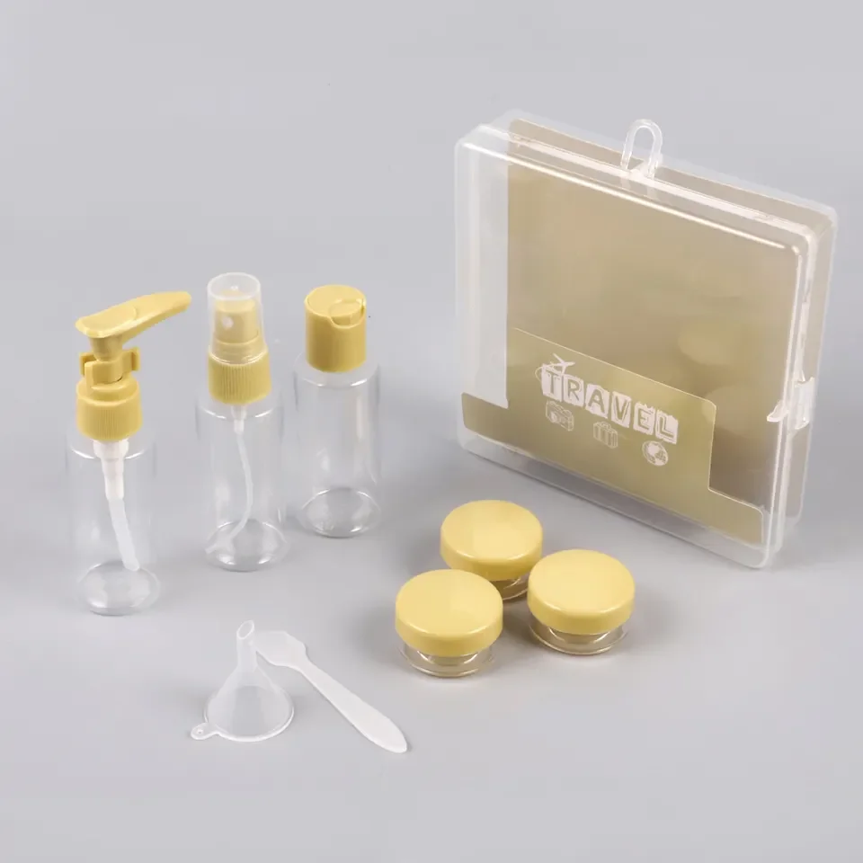 China low price plastic clear empty cosmetic makeup liquids travel container bottles set