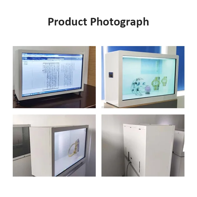 transparent lcd box display 32 43 49 55 65 75 86 inch screen with Interactive Touch Showcase Hologram Box transparent lcd case