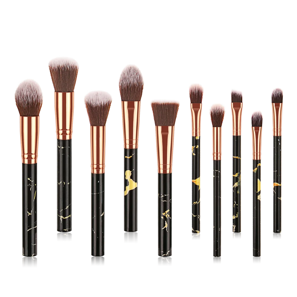 DailyQueen 2020 FREE Sample BLACK White Pink color  Marble synthetic 10pcs stone crystal brush set for hot selling