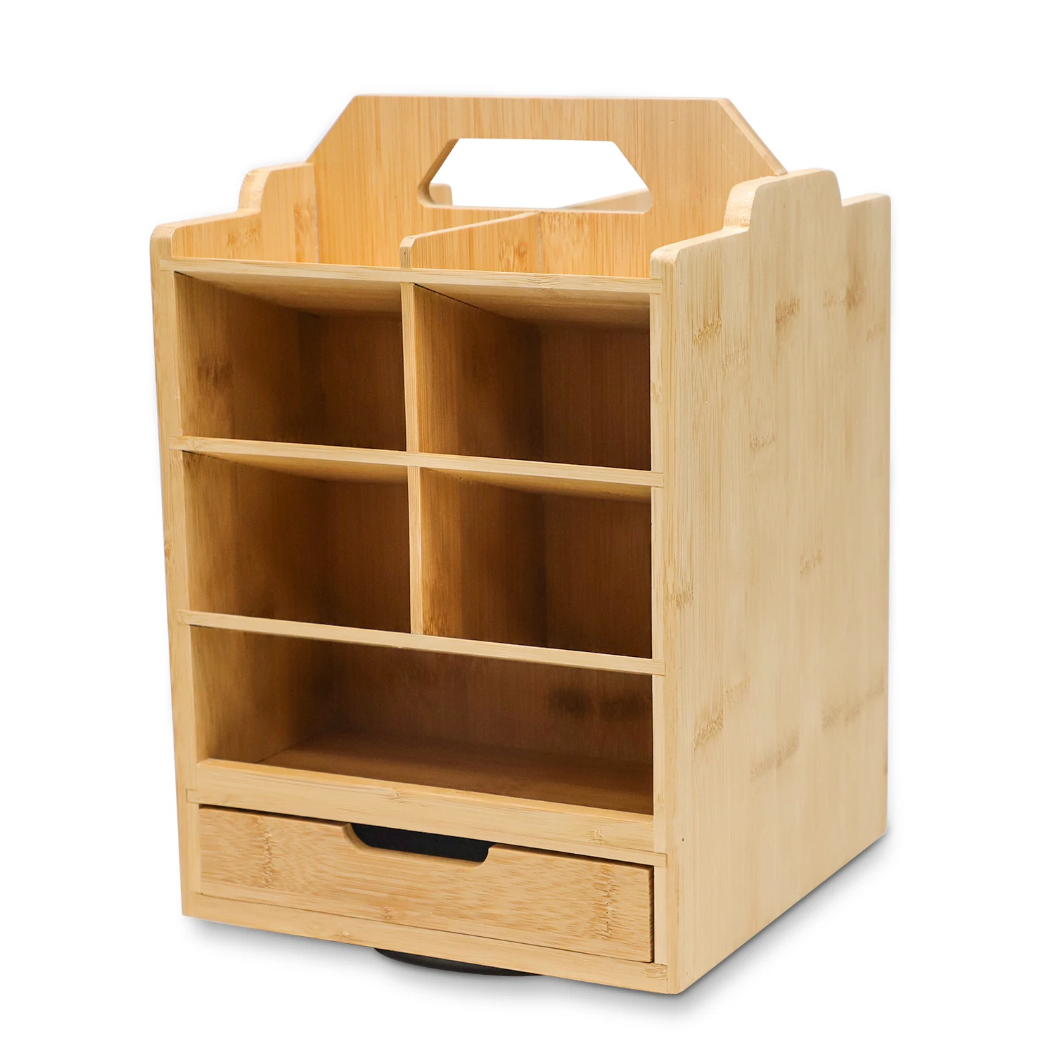 Bamboo Rotation Desktop Storage Box Natural Wood Office Pen Holder Multifunction Stationery Splicing Pencil Bamboo pen holder