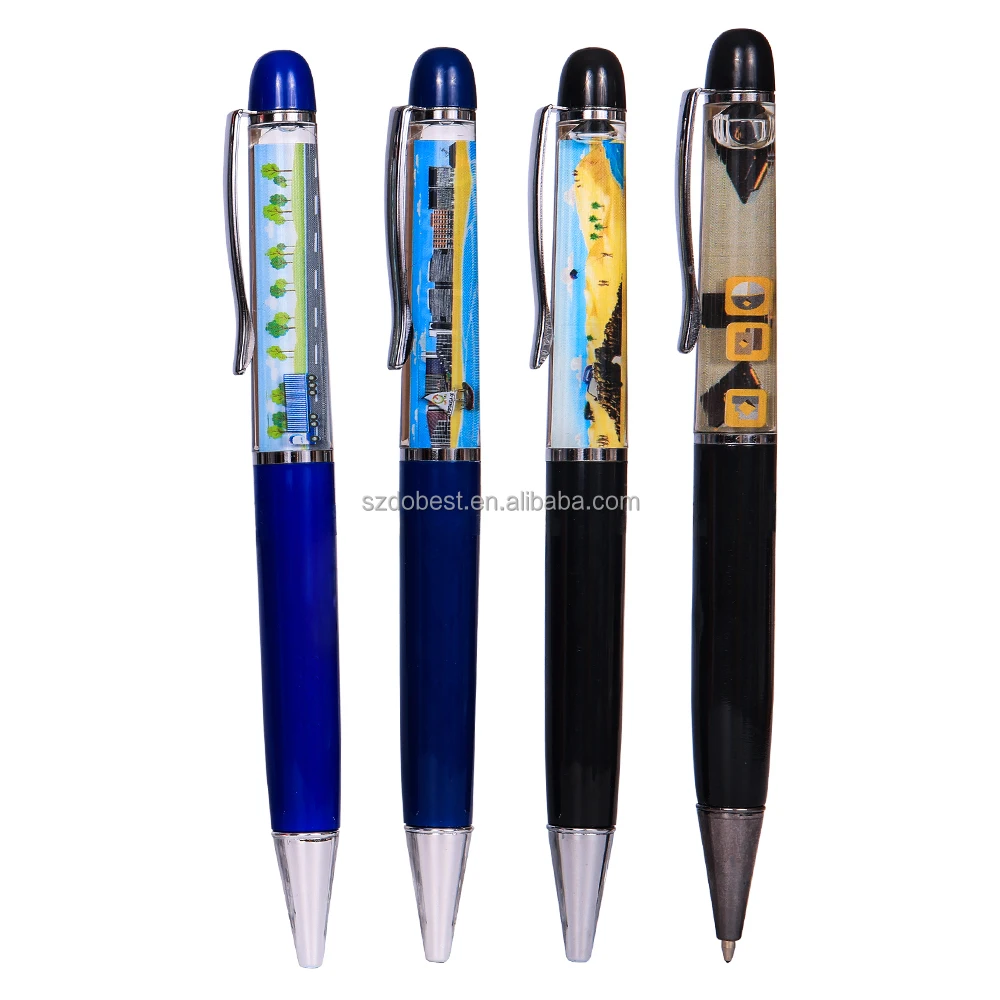 Wholesale Souvenir Custom Characters Cartoon Floater Whole Sale Glitter PVC Liquid Pen
