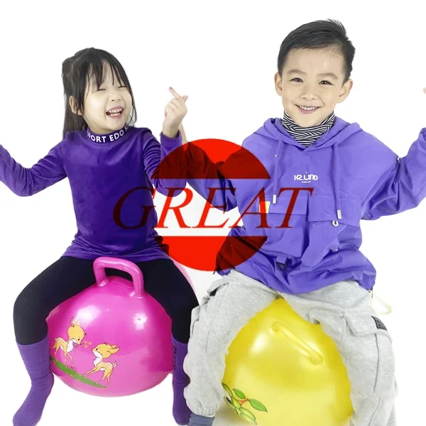 Hot selling Colorful Play high quality kids tennis space hopper ball and jumping ball with handle
