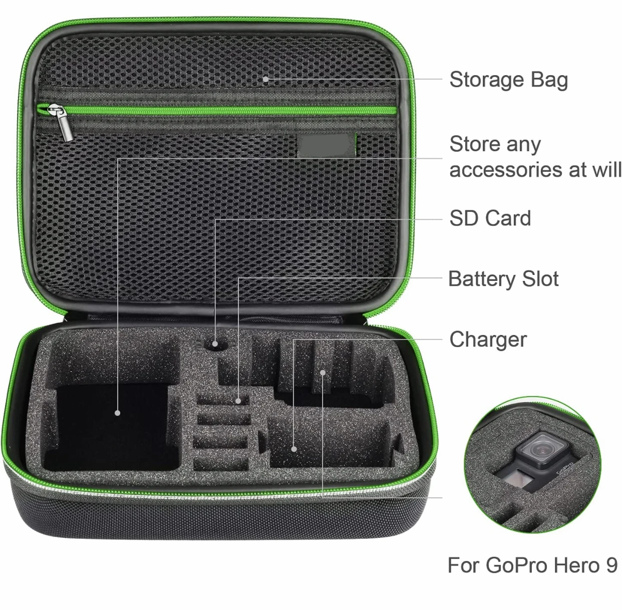 Custom Eva Portable Waterproof Hard Shell Action Camera Travel Storage Case For Go Pro Hero 11/10/9/8/7/6/5/4/3