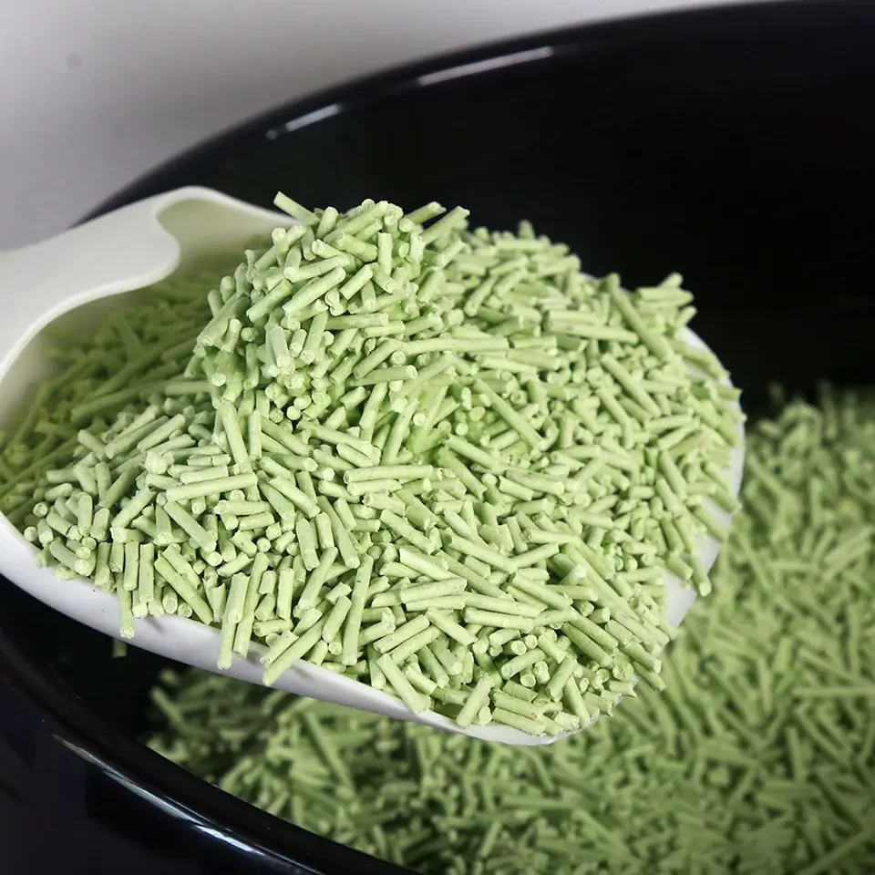Manufacturer OEM Premium Easy Clean Plant Cat Sand 6l 1.5mm Stripe Shape Strong Clumping Tofu Cat Litter