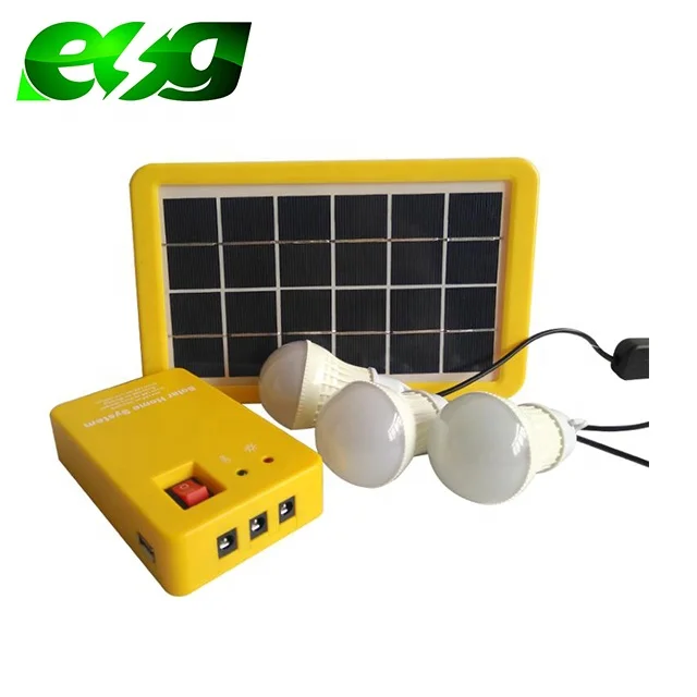 ESG Popular Outdoor Portable  3.7V 4AH 6W Solar Panel Charger Lead Acid DC LED Lamps Small Mini Solar System