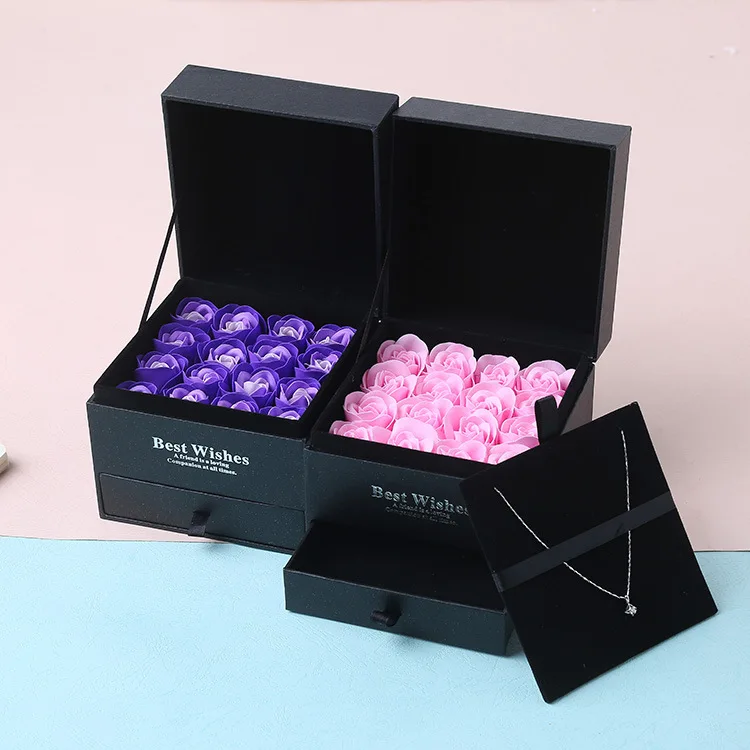 
Ring Box Necklace Jewelry Holder Paper Box Soap Rose Flower Present Gift Case Jewelry Box Jewelry Display Wedding Ring Hold 
